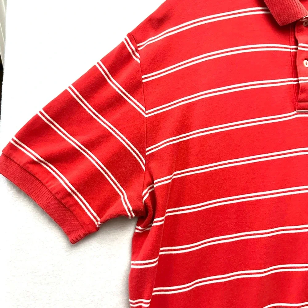 Polo Ralph Lauren Mens XL Striped Short Sleeve Cotton Shirt Red White